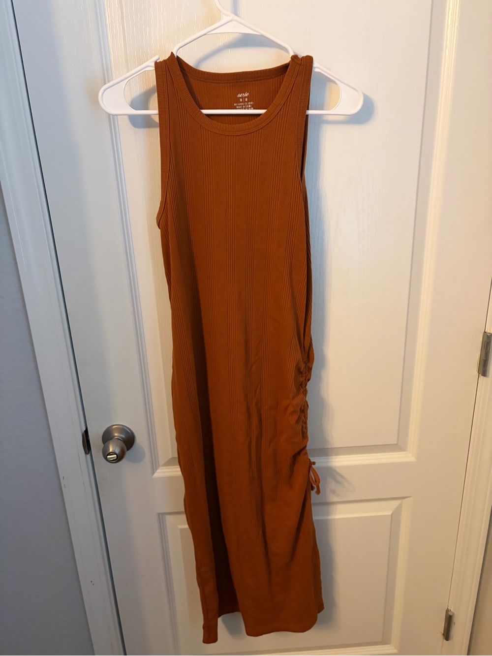 aerie Ribbed Midi Tank Dress - Rust